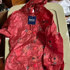 Basic Editions Kids Red Ladybug Print Raincoat
